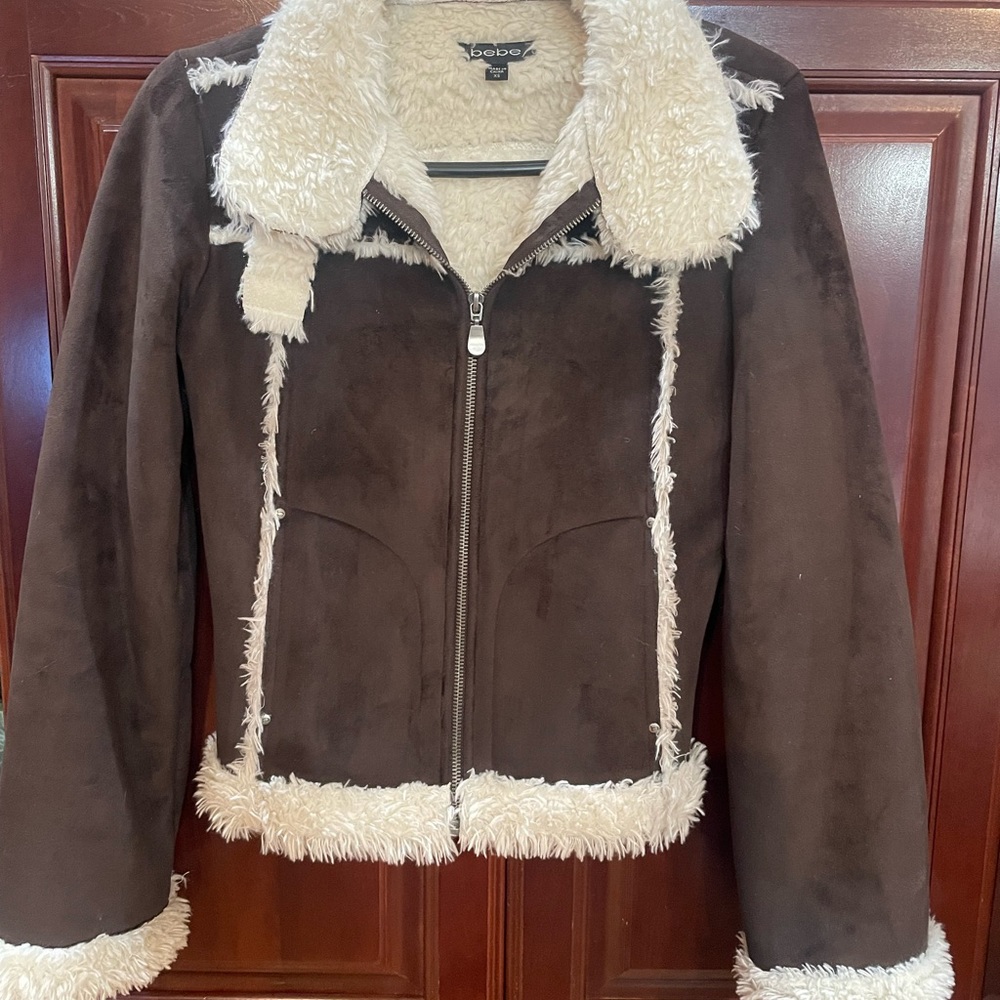 Bebe faux suede and shearling jacket.